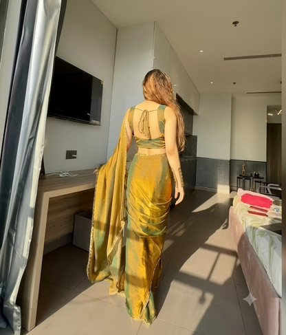 Partywear Frandy Crush Saree with Siroski Work and and Matching Running Blouse