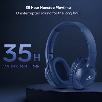 ONBIZ Premium Wired and Wireless Headphones with BT V5.4, Powerfull Bass with 10mm Dynamic Drivers, HD audio and High Sound quality, 35 hrs of Non-Stop Playtime, Blue