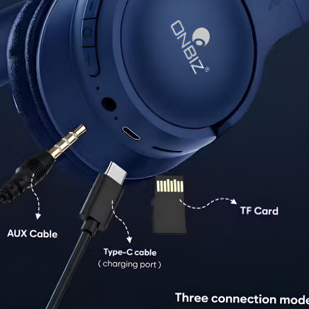 ONBIZ Premium Wired and Wireless Headphones with BT V5.4, Powerfull Bass with 10mm Dynamic Drivers, HD audio and High Sound quality, 35 hrs of Non-Stop Playtime, Blue